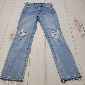 Gap cheeky straight high rise jeans light wash distressed